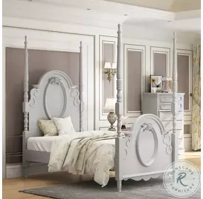 Flora Gray Twin Poster Bed