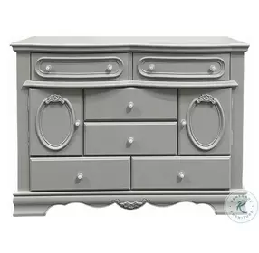 Flora Gray 6 Drawer Dresser with Door