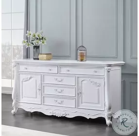 Latisha White 5 Drawer Dresser with Door