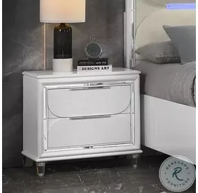 Tarian Pearl White 2 Drawer Nightstand