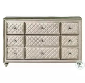 Lucienne Beige Velvet 9 Drawer Dresser