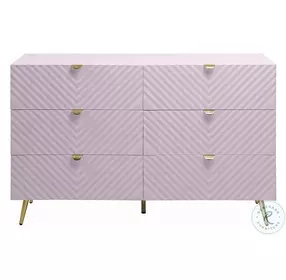 Gaines Pink High Gloss 6 Drawer Dresser