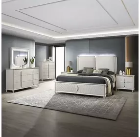 Laveda Pearl White Rectangular Dresser Mirror with LED