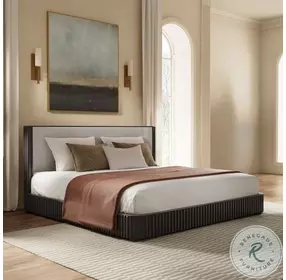 Clayten Fabric and Espresso Eastern King Upholstered Bed