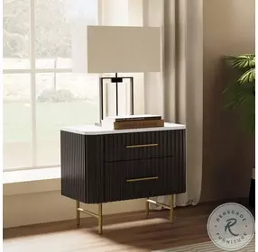 Clayten Marble Top and Espresso 2 Drawer Nightstand