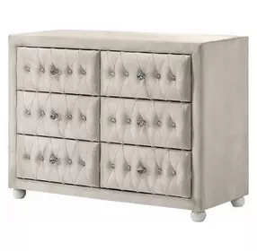 Reggie Beige Upholstered 6 Drawer Dresser