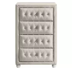 Reggie Beige Upholstered 4 Drawer Chest