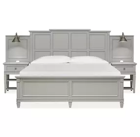 Glenbrook Pebble Wall Bedroom Set with 2 Nightstand and USB Charging