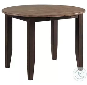 Beacon Black and Walnut 42" Round Drop Leaf Extendable Dining Room Set