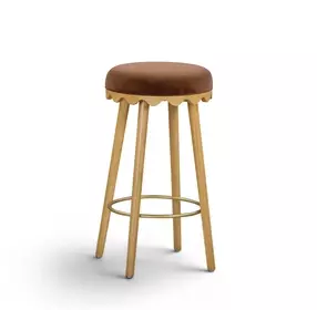 Oodle Bronze Performance Vegan Mohair Upholstered Bar Stool