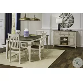 Beacon Smoky White And Peppercorn Slat Back Side Chair Set of 2