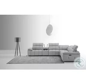Beaumont Light Gray Leather 142" Power Reclining Sectional