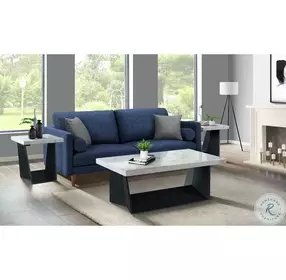 Tobias White Marble And Dark Espresso End Table