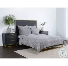 Villa Core Bari Velvet Gray 4 Piece King Bedding Set