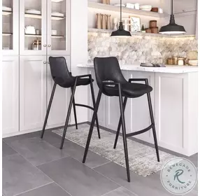 Desi Black Bar Stool with Black Legs Set of 2