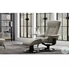 Bergen Fog Leather Large Recliner with Ottoman