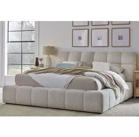 Escape Fluffy River Rock Queen Upholstered Panel Bed