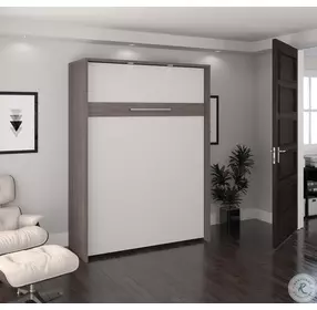 Cielo By Bark Gray and White Full Wall Bed