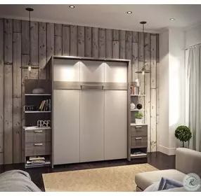 Cielo By Elite Bark Gray and White 104" Queen Wall Bed Kit