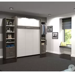 Cielo By Premium Bark Gray and White 104" Queen Wall Bed Kit