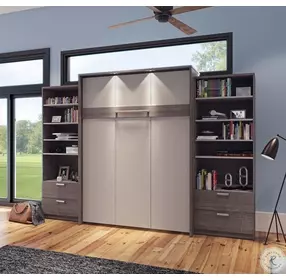 Cielo By Premium Bark Gray and White 124" Queen Wall Bed Kit