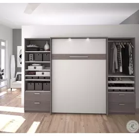 Cielo By Premium Bark Gray and White 118" Full Wall Bed Kit