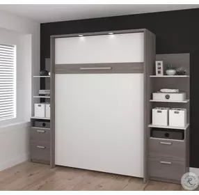 Cielo By Elite Bark Gray and White 98" Full Wall Bed Kit