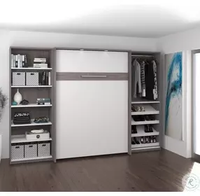 Cielo By Classic Bark Gray and White 118" Full Wall Bed Kit