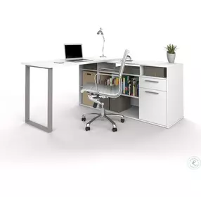 Solay White L Shaped Desk
