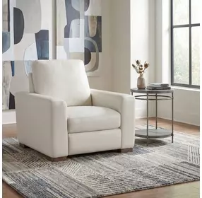 Live Beautifully Cream Leather Optimus Power Recliner with Power Headrest and USB Charging
