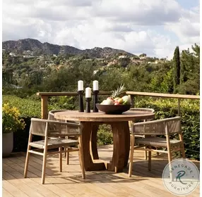 Bettin Natural Wood And Taupe Rope Dining Chair