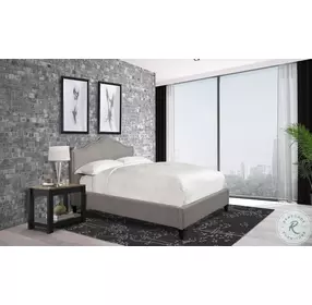 Taylor Falstaff Gray Performance Fabric King Upholstered Panel Bed