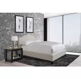 Jamie Flour Natural Performance Fabric King Upholstered Panel Bed