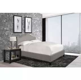 Jamie Falstaff Gray Performance Fabric California King Upholstered Panel Bed