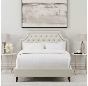 Jasmine Champagne Natural California King Upholstered Panel Bed