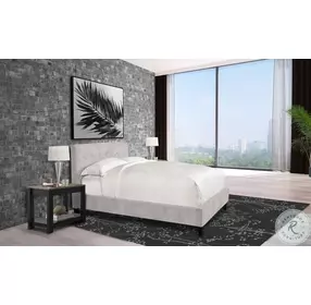 Riley Porcelain Natural Performance Fabric King Upholstered Panel Bed