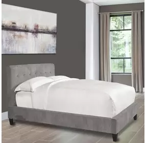 Jody Cornflower Gray Performance Fabric Queen Upholstered Panel Bed