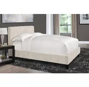 Jody Porcelain Natural Performance Fabric Queen Upholstered Panel Bed