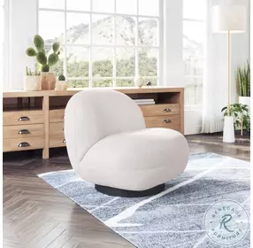 Myanmar White Swivel Accent Chair