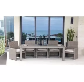 Montecito Canvas Natural Upholstered Outdoor Coronado Dining Chair with Self Welt