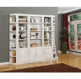 Boca Cottage White 6 Piece Library Wall With Corner Bookcases