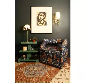 Tatiana Textured Green Rectangular Side Table with 2 Shelves