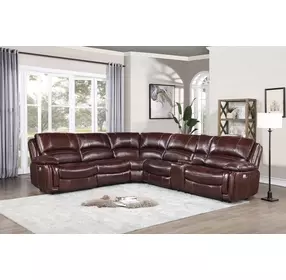 Denver Brown 6 Piece Modular Power Reclining Sectional with USB Charging