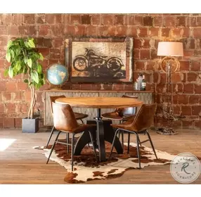 Brisbane Antique Whiskey Leather Open Back Dining Chair Set Of 2