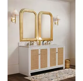 Boyd Matte White Lacquer Carrera Marble Top 60" Bath Vanity