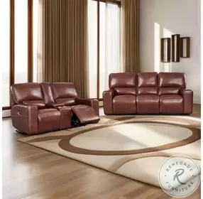 Bravado Brown Power Reclining Sofa with Power Headrest And Footrest
