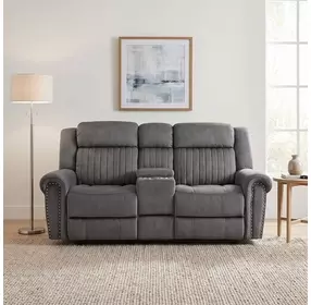 Brennen Charcoal Double 76" Reclining Console Loveseat