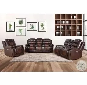 Nikko Brown Power Reclining Sofa Power Footrest