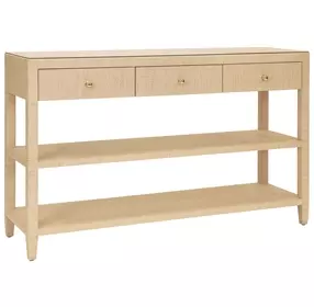 Briar Natural 52" Glass Top Console Table with 3 Drawers