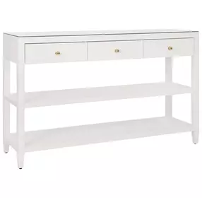 Briar White 52" Glass Top Console Table with 3 Drawers
